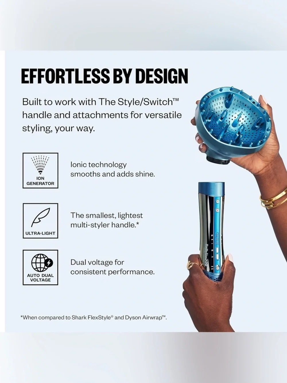 BaBylissPRO Style|Switch Diffuser Attachment- Blue Hair Dryer End